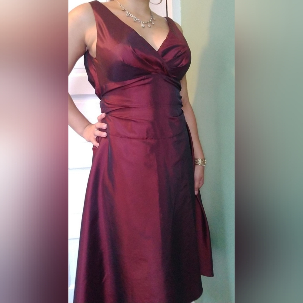 Coldwater Creek Burgundy Satin Vintage Prom Dress